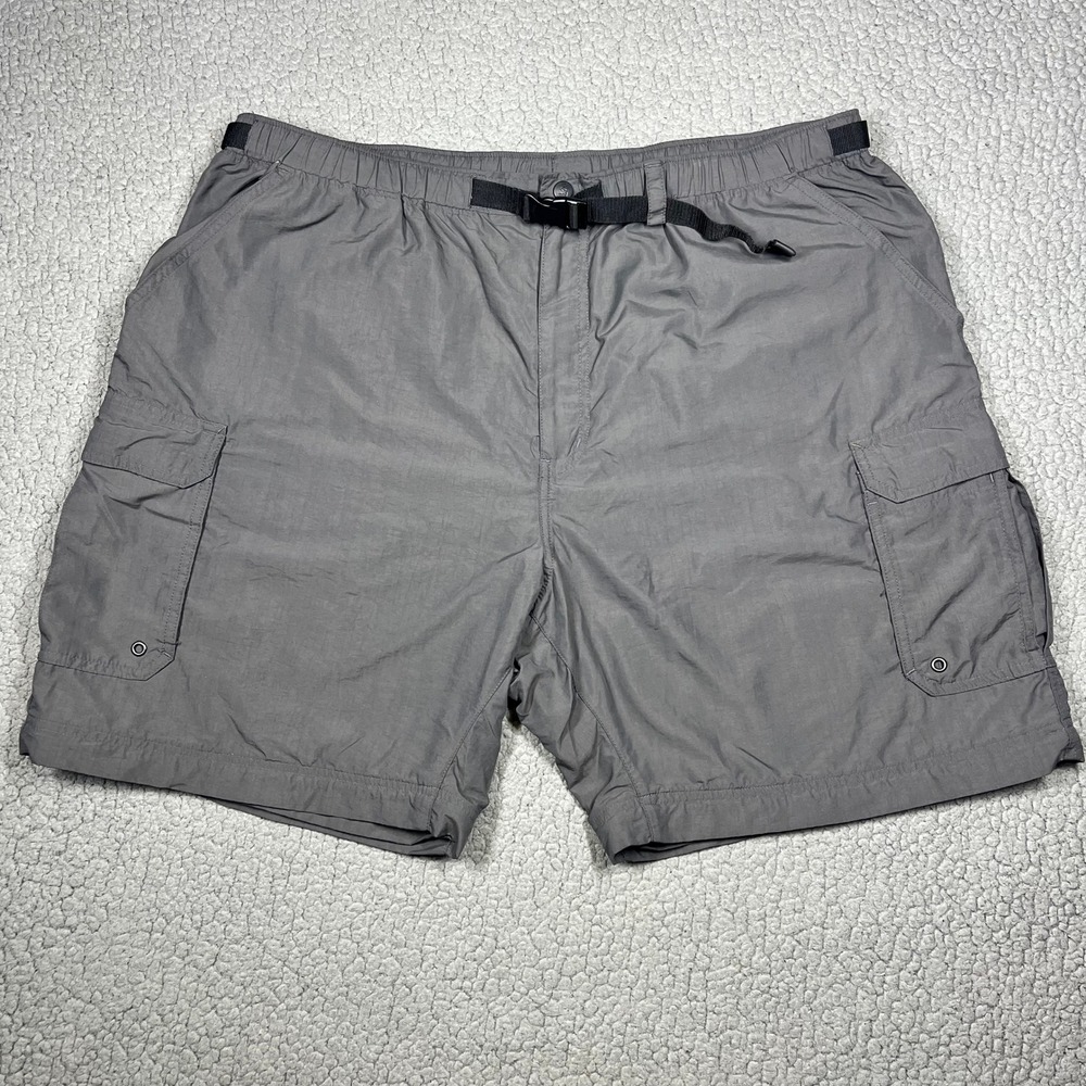 REI Sahara Mens XXL Gray Nylon Cargo Hiking Shorts UPF 50 Belted Convertible